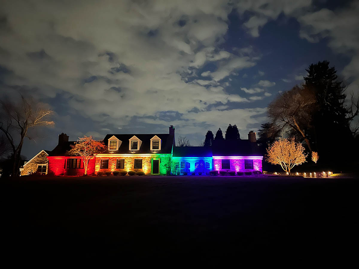 house with rainbow lights in virginia beach